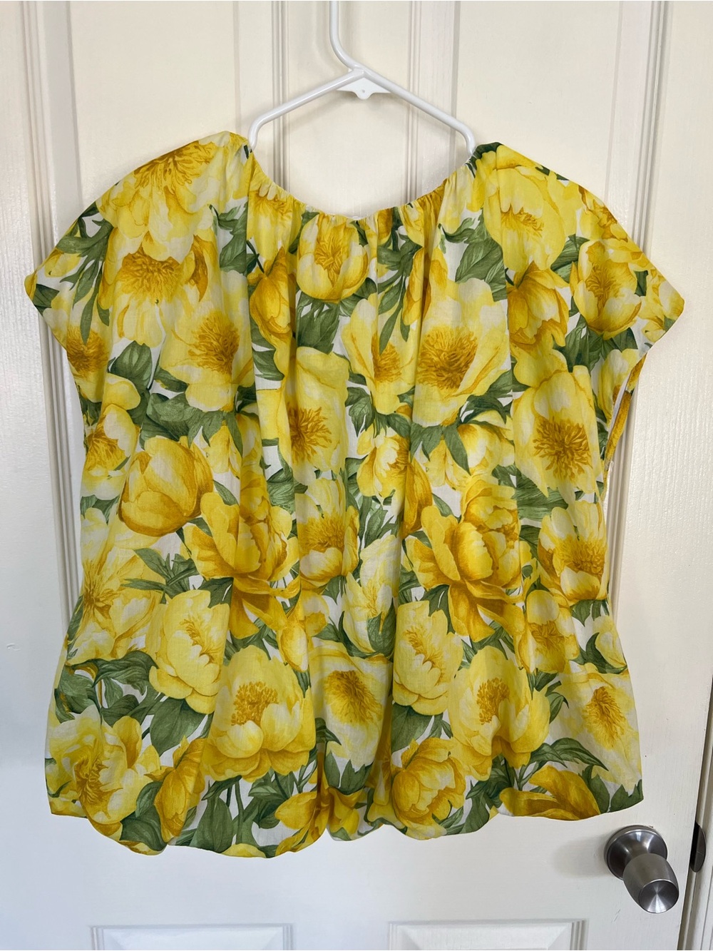 Carla Rockmore Collection Bubble Yellow Peony Floral Peasant Blouse Size Large - Picture 9 of 9